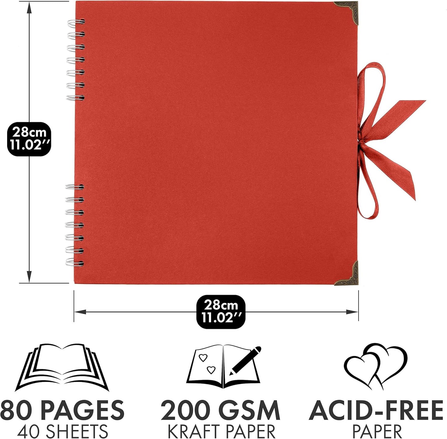 Bstorify Scrapbook Album 60 Pages (8 x 8 Inch) Brown Thick 200gsm Kraft Paper, Photo Album Scrapbook, Memory Book - Ideal for Your Scrapbooking Albums Art & Craft Projects