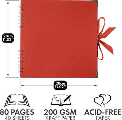Bstorify Scrapbook Album 60 Pages (8 x 8 Inch) Brown Thick 200gsm Kraft Paper, Photo Album Scrapbook, Memory Book - Ideal for Your Scrapbooking Albums Art & Craft Projects