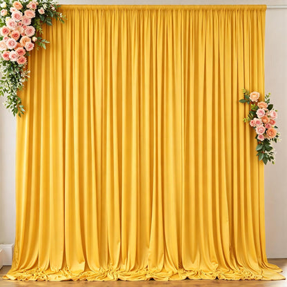 10 ft x 10 ft Wrinkle Free White Backdrop Curtains for Wedding Parties, Polyester Photography Backdrop Drapes for Birthday Parties Stage Backdrop Stand, 2 Panels 5x10FT Background Curtains