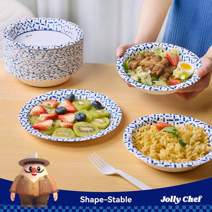 JOLLY CHEF 12 oz Paper Bowls 200 Count, Soak-Proof, Heavy Duty Small Disposable Bowls Bulk for Snacks, Desserts, Breakfast, Lunch, and Party Use