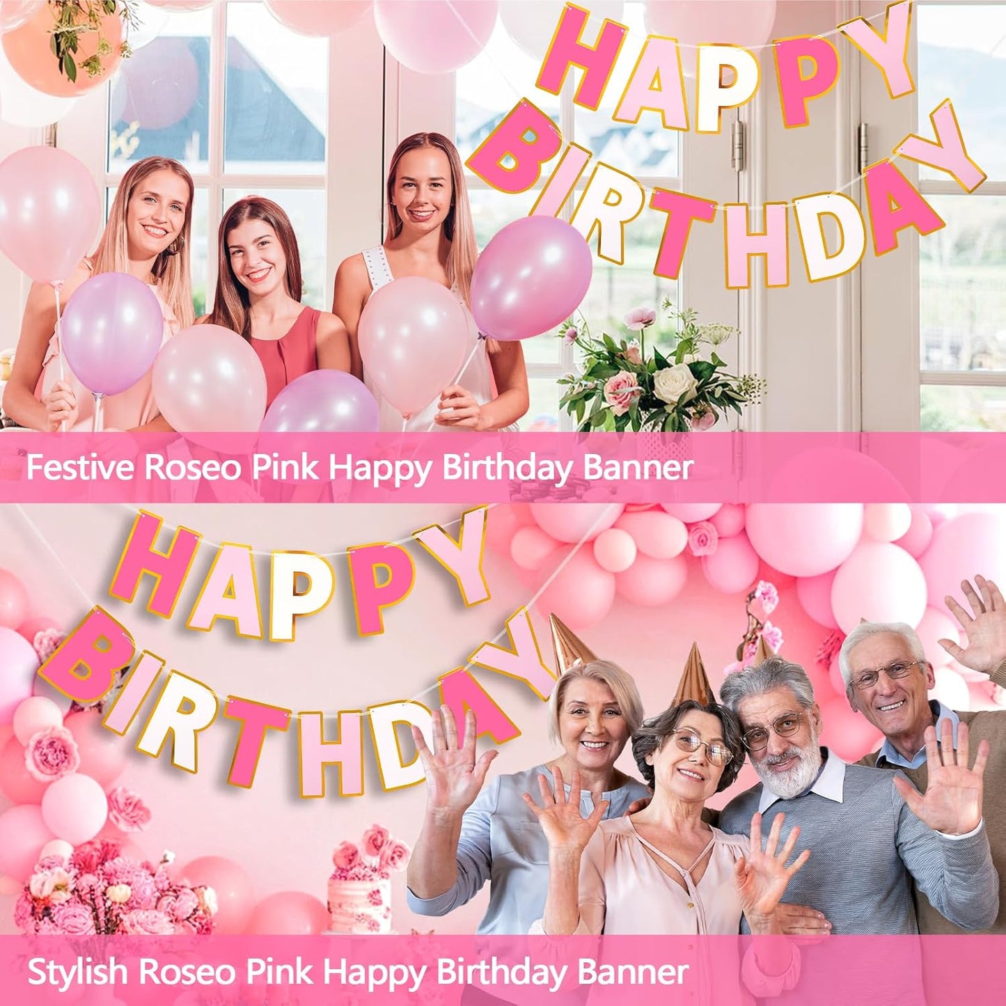 Happy Birthday Banner - 9ft Pre-Strung Happy Birthday Sign for Women, Men, Girls, Boys - No DIY Birthday Decorations & Party Supplies(Macaron)
