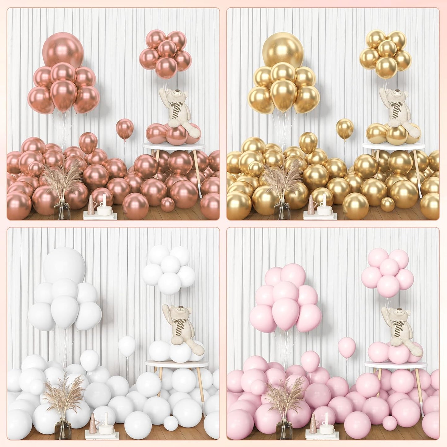 Amandir 153pcs Pink Purple Balloon Garland Arch Kit, Different Sizes 18 12 10 5 inch Pink Purple Red Latex Metallic Confetti Purple Balloons for Girl Women Birthday Bridal Baby Shower Party Decoration