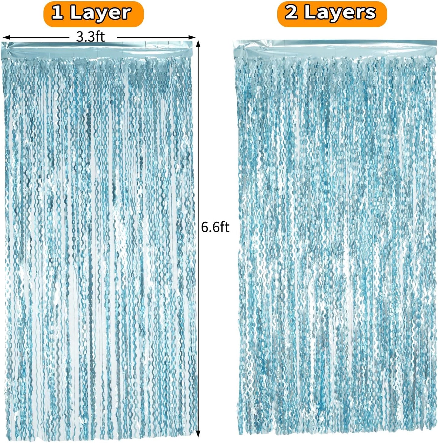 4 Pack Wavy Champagne Gold Metallic Tinsel Foil Fringe Curtains Backdrop - 3.3X6.6ft Foil Fringe Backdrop for Parties | Door Streamers for Birthday | Photo Booth Backdrops Party Decor