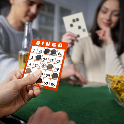 GRANDLMOON 200 Reusable Portable Windowed Bingo Game Cards in Vibrant Colors No Chips Needed (1-75 Version, Vol 1)