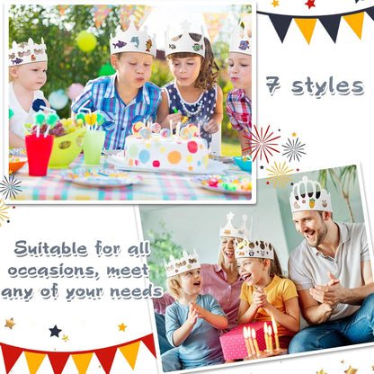 Thenshop 120 Pcs White DIY Paper Crowns for Kids to Decorate Blank Birthday Party Decoration Crowns for Kids Princess Queen(Stylish Style)