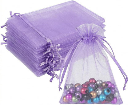 Wudygirl 100pcs 5X7 Inches White Organza Bags Christmas Drawstring Pouches Party Wedding Favor Bags Goodie bags(White 5x7)