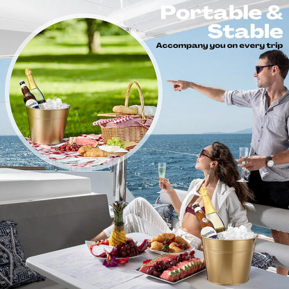 Didaey 24 Pcs Metal Beer Bucket Bulk Ice Bucket Ice Pails with Handle Champagne Soda Party Beverage Chiller for Summer Picnic Pool Wedding Party Supplies Wine Champagne Bar (7.1 x 6.5 x 5.1",Gold)