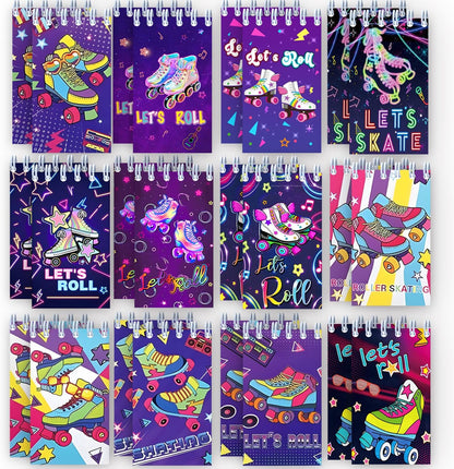 24 PCS Roller Skate Party Favors Roller Skating Notebook Roller Small Notepads Retro 60s & 80s Party Favors Supplies Roller Skating Party Decorations Retro Hip Hop Birthday Supplies