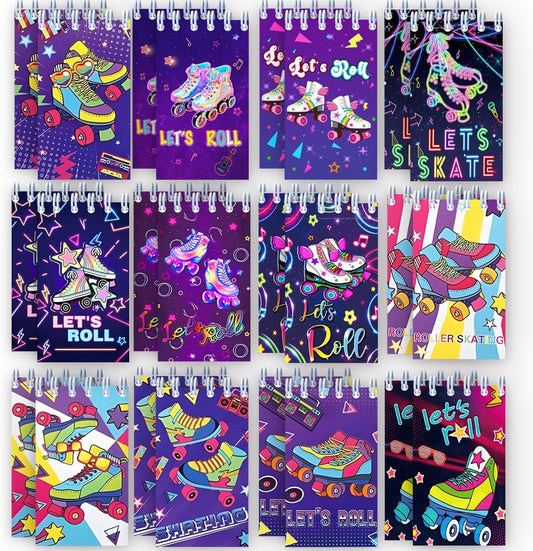 24 PCS Roller Skate Party Favors Roller Skating Notebook Roller Small Notepads Retro 60s & 80s Party Favors Supplies Roller Skating Party Decorations Retro Hip Hop Birthday Supplies