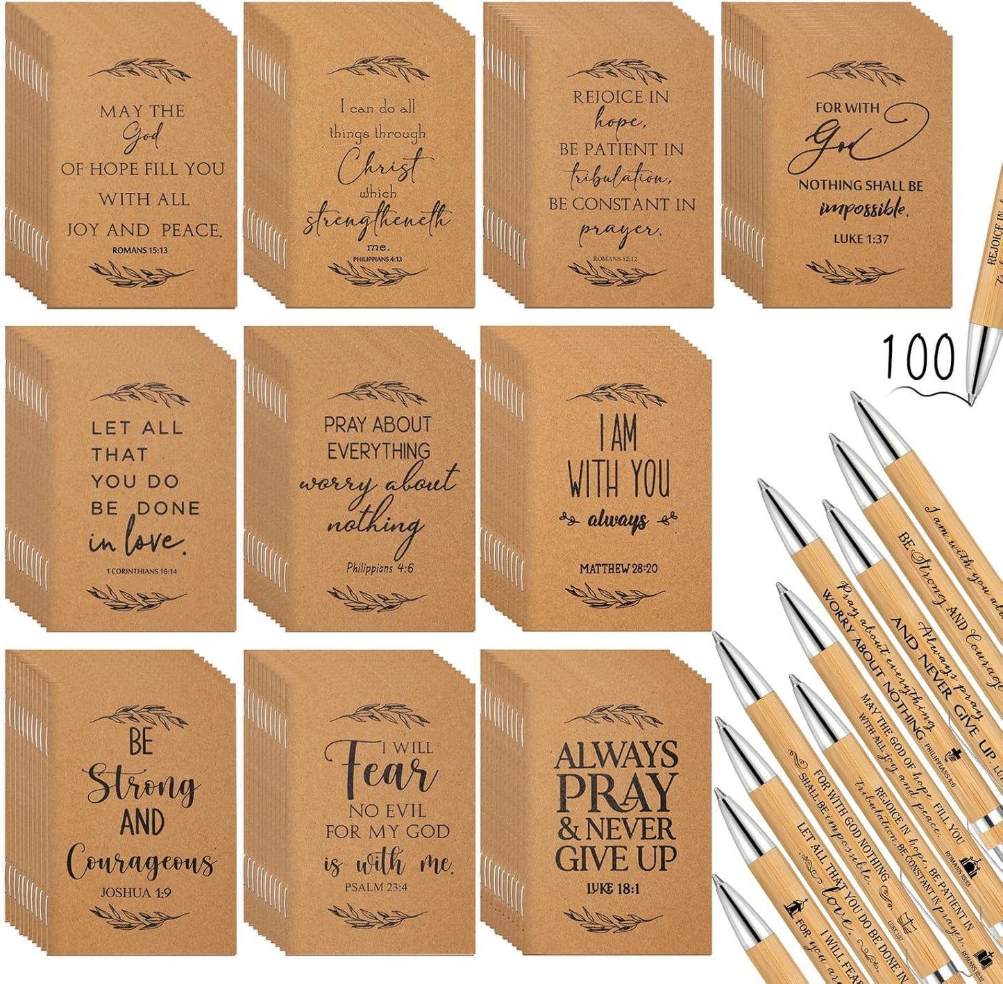 Fuutreo 40 Pcs Father's Day Christian Gift Bible Verse Prayer Journals Bible Pens Inspirational Religious Notebook Mini Scripture Pocket Notepad for Church Pastor Men Women Sunday School Graduation