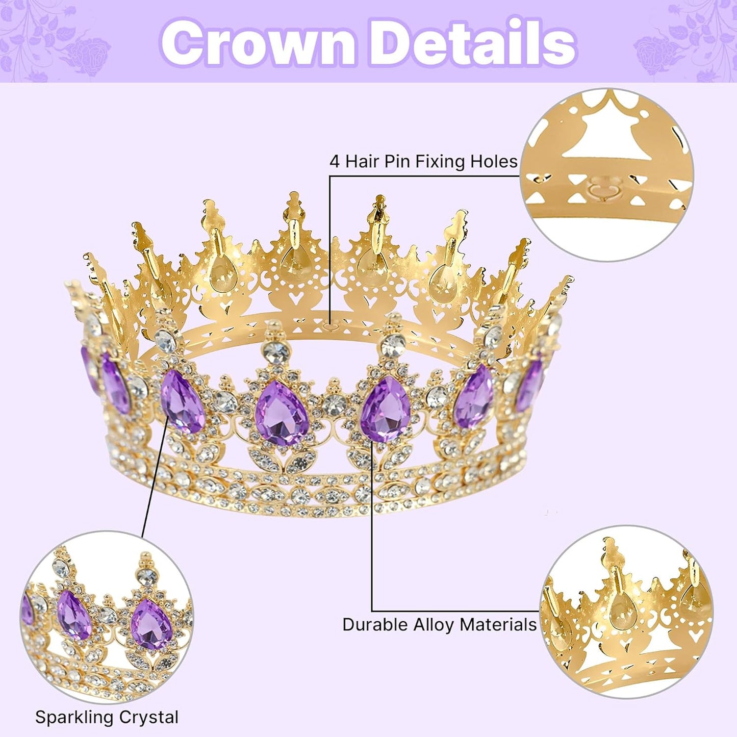 Crown Cake Topper, Balls Happy Birthday Cake Topper Pink Crown Birthday Candles Gold Butterflies, Corona Para Pastel, Cake Decorations for Birthday Wedding (Gold, Pink)
