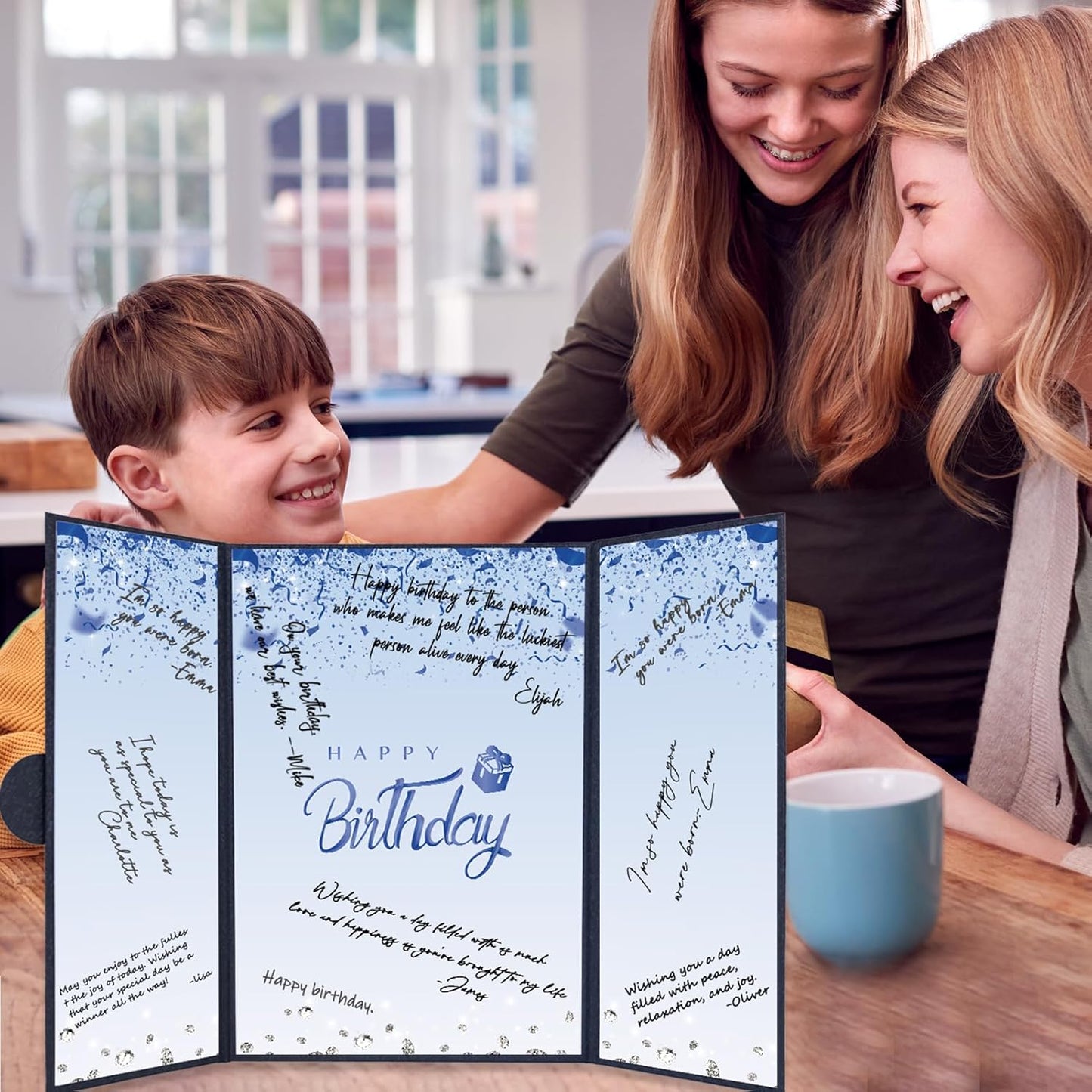 Crenics Black and White Birthday Decorations Women Men, Creative Birthday Guest Signature Book Alternative 18" x 12", Great Party Gifts for Girls or Boys