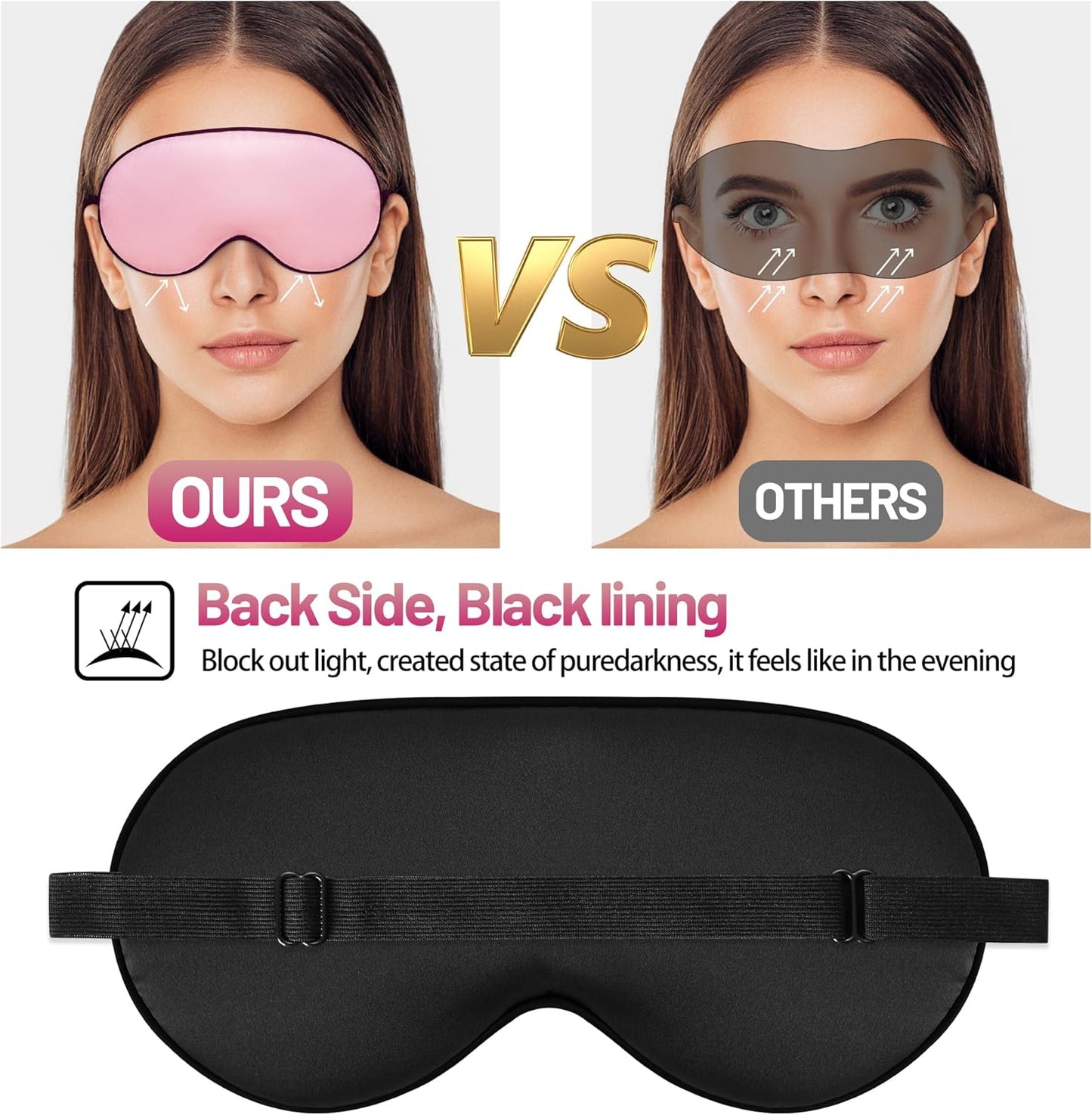 Silk Eye Mask with Adjustable Strap, Satin Blackout Sleeping Mask for Men&Women, Comfortable Blindfold Eyeshade for Night Sleep(Blue)