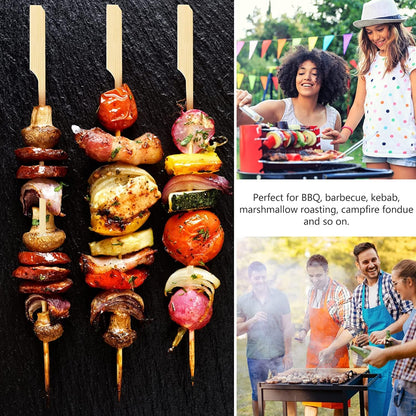 4.7 Inch Bamboo Skewers, 300 PCS Bamboo Paddle Wood Picks, Toothpicks for Appetizers, Cocktail Picks for Drinks, Food Picks, BBQ, Sandwich, Barbecue Snacks.