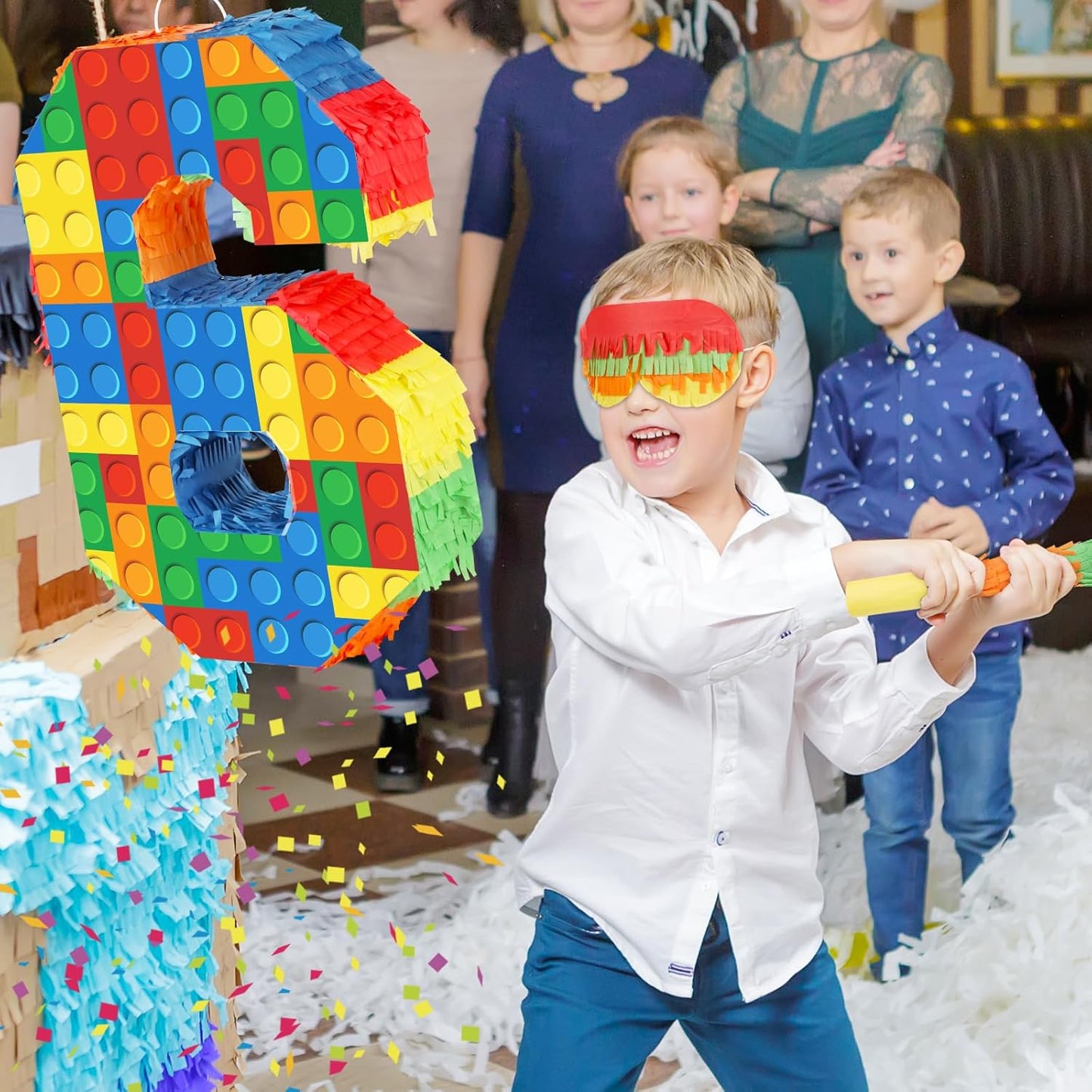 Hooqict Mexican Pinata with Blindfold and Bat Stick Party Pinata for Fiesta Carnival Cinco de Mayo Decorations Kids Adults Mexican Party Games Birthday Party Supplies