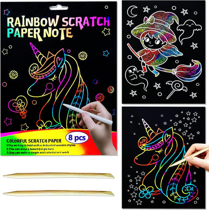 BAOXUE Scratch Art for Kids, Mermaids Black Rainbow Scratch Paper Set-Arts And Crafts & Supplies, DIY Activity & Party Games, Mermaid Toys Gifts for Toddlers, Girls