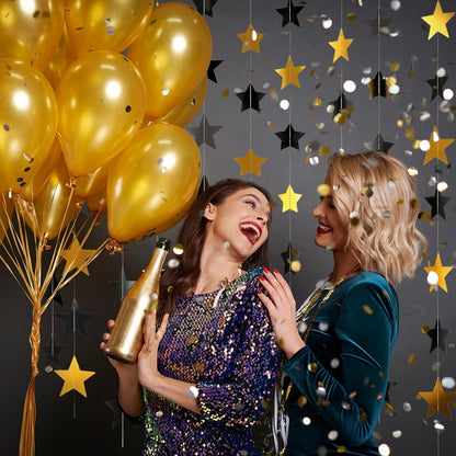 Spakon 65 Feet Glitter Star Paper Garland Banner Hanging Decoration Star Streamers Double Side 2026 Graduation Decorations for Wedding Birthday Festival New Year Party Decoration (Gold)