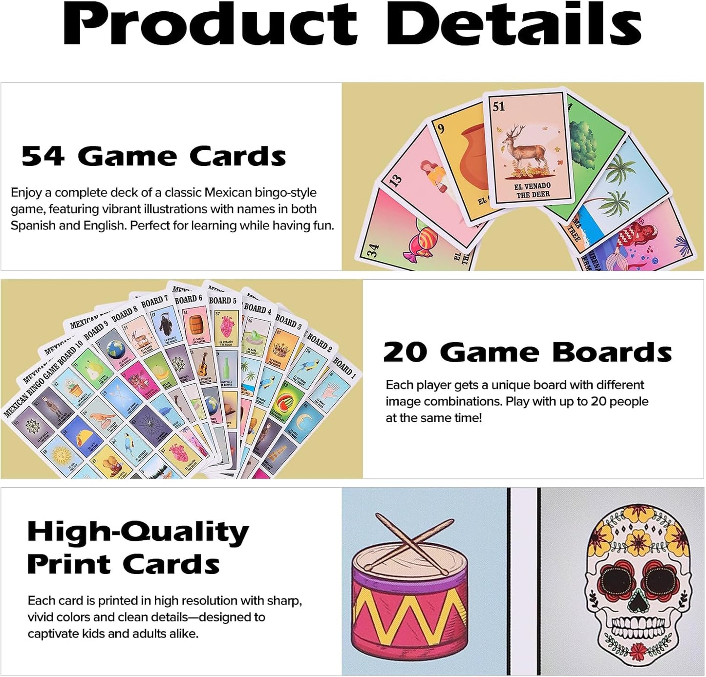 Mexican Bingo Games in Spanish English for 20 Players,Millennial Bilingual Puerto Rico Game Cards,Baraja Mexicana Juegos para Baby Shower,Schools,Cinco de Mayo and Mexican Party