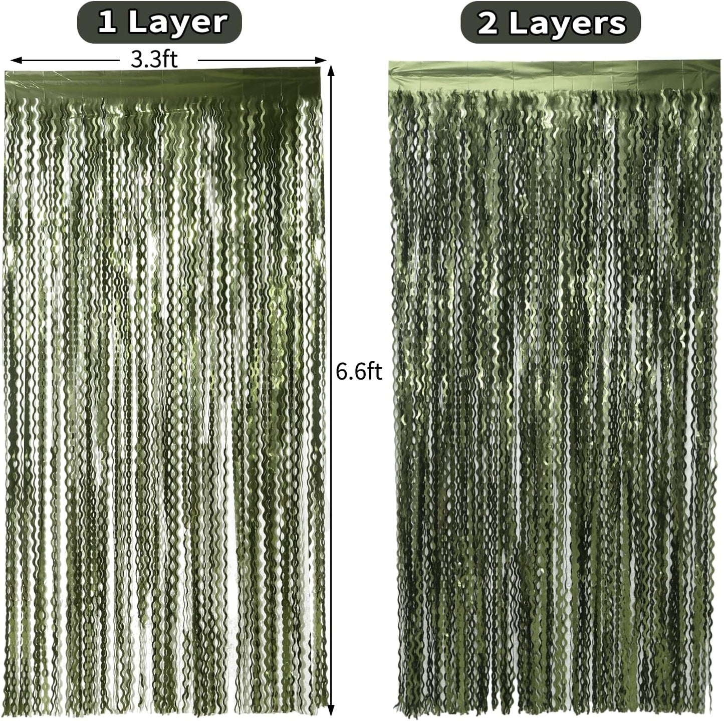 4 Pack Wavy Champagne Gold Metallic Tinsel Foil Fringe Curtains Backdrop - 3.3X6.6ft Foil Fringe Backdrop for Parties | Door Streamers for Birthday | Photo Booth Backdrops Party Decor