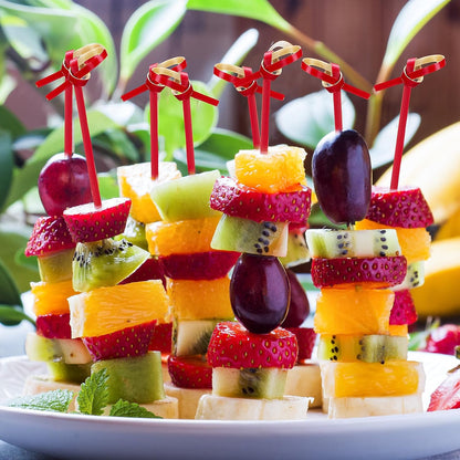 Meanplan 1000 Pcs Bamboo Cocktail Picks 4.72 Inch Bamboo Skewers Handmade Food Garnish Sticks with Looped Knot Fruit Toothpicks for Drinks Appetizer Cocktail Themed Party Snack(Green)