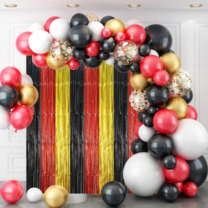 Voircoloria 3 Pack 3.3x8.2 Feet Gold Foil Fringe Backdrop Curtains, Tinsel Streamers, Fringe Backdrop for 2025 New Years Eve, Graduation, Birthday, Baby Shower, Gender Reveal, Disco Party - Colors A