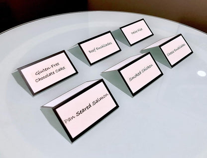 Tented Place Cards - 50 pack - Folded Place Cards are ideal for Wedding Placecards, Buffet food label, Banquet tables, Cocktail Parties, and Name Cards. Made of 14 pt. Matte Card Stock.