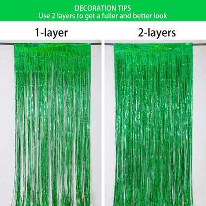 Happy Mothers Day Decorations Melsan 3 Pack 3.2 x 8.2 ft Pinkish Purple Tinsel Fringe Curtain Backdrop, Sparkling Metallic Party Decorations for Girls Birthday, Bachelorette, Wedding, Photo Booth