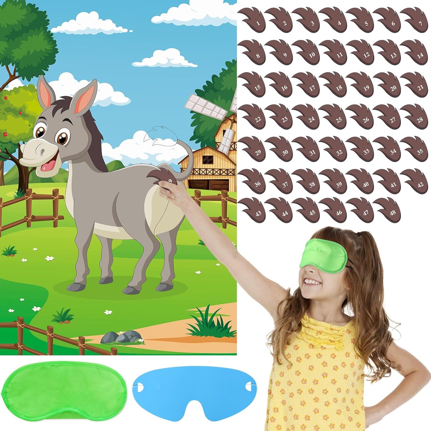 Pin The Crown on The Princess Party Games for Girls Princess Birthday Party with 24 Pcs Crowns, Large Princess Poster for Kids Girls Princess Birthday Party Princess Tea Party Decorations