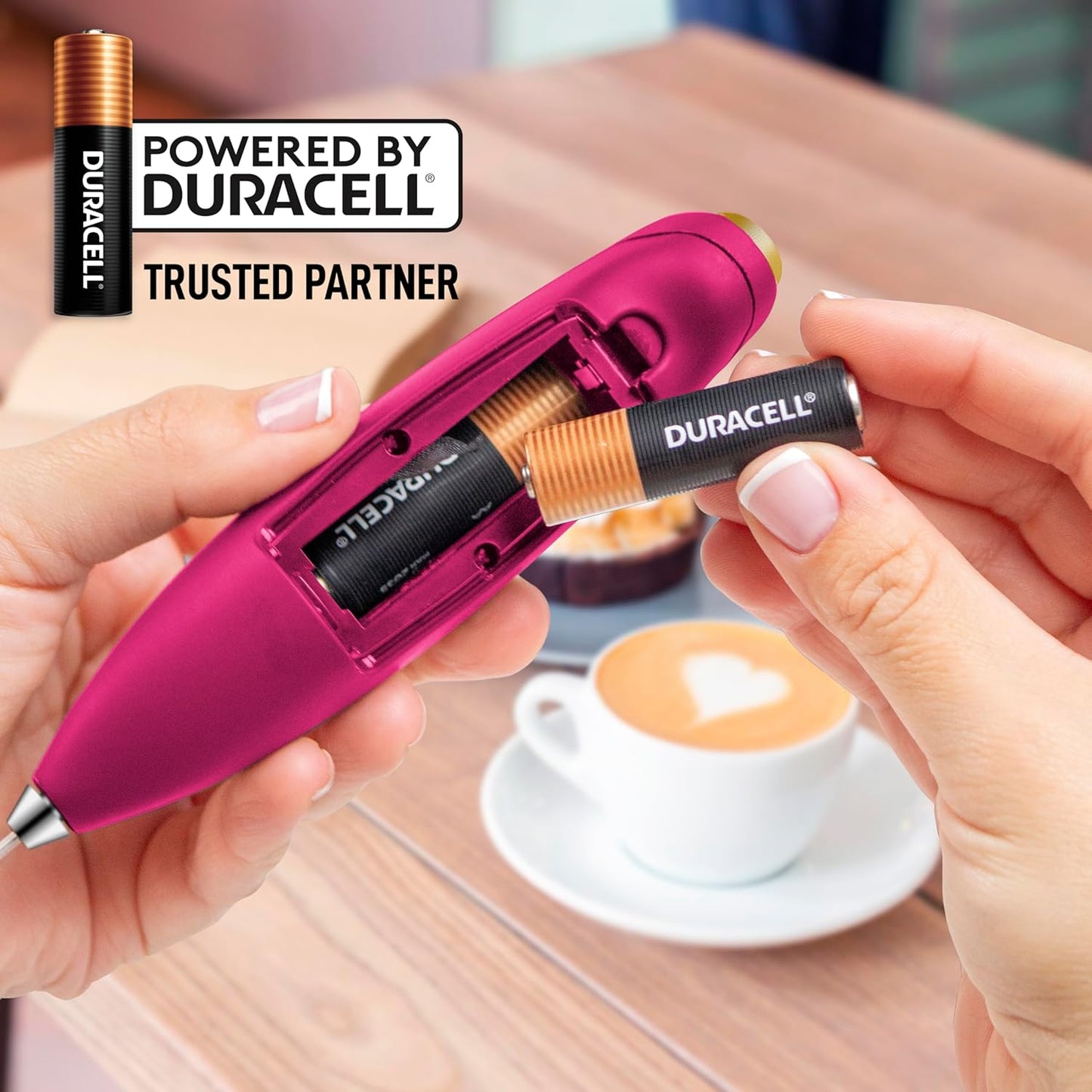 Zulay Kitchen Powerful Milk Frother Wand With Duracell Batteries - Ultra Fast Handheld Drink Mixer - Electric Whisk Foam Maker for Coffee, Lattes, Cappuccino & Matcha - Z1 Motor - Black - Colors A