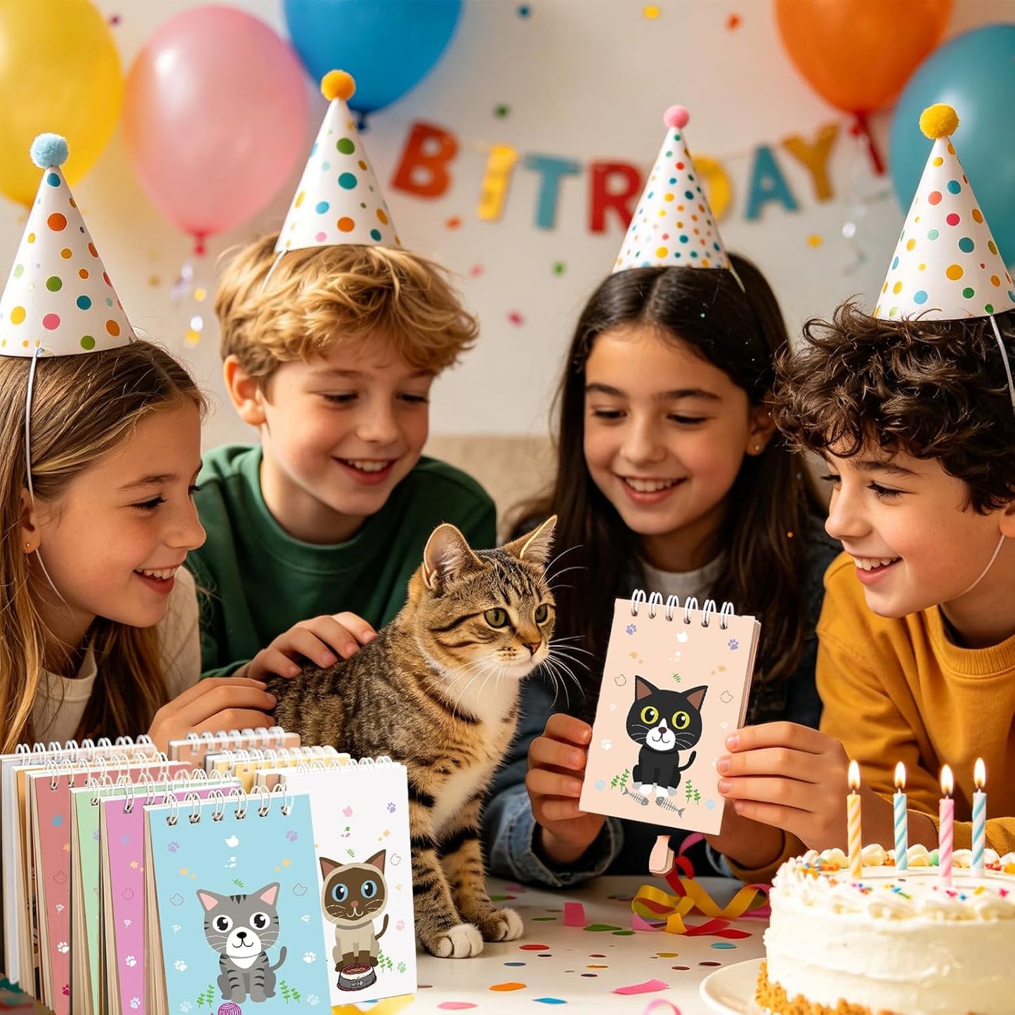 Mini Notebooks Bulk, 24 Pack Cute Animal Small Spiral Notepads Pocket Memo Pads for Classroom Prizes, Office Supplies (Cat)