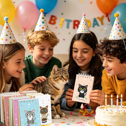 Mini Notebooks Bulk, 24 Pack Cute Animal Small Spiral Notepads Pocket Memo Pads for Classroom Prizes, Office Supplies (Cat)
