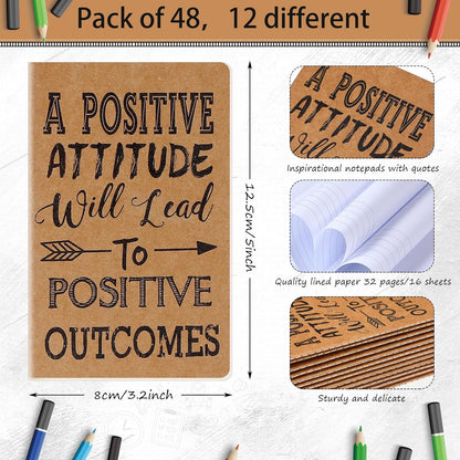 Outus 24 Pieces Mini Inspirational Notepads Motivational Small Pocket Journal Notebook Inspiring Note Pads Gift for School Office Travel Coworkers Supplies, 12 Styles (Simple Style)