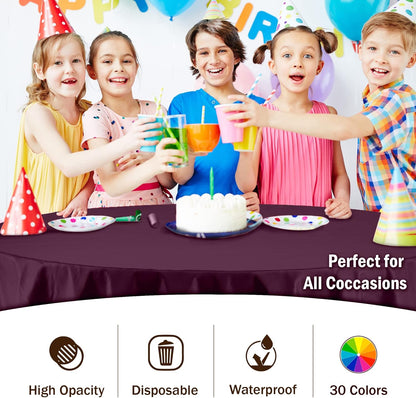 12-Pack Premium Plastic Tablecloth 54in. x 108in. Rectangle Table Cover - Dark Blue - Colors A