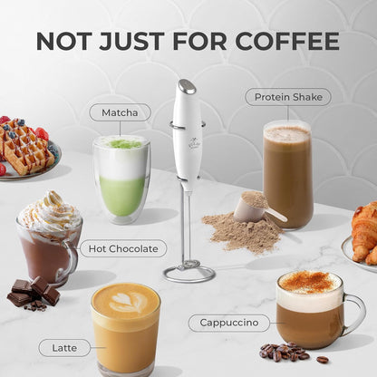 Zulay Kitchen Powerful Milk Frother Wand With Duracell Batteries - Ultra Fast Handheld Drink Mixer - Electric Whisk Foam Maker for Coffee, Lattes, Cappuccino & Matcha - Z1 Motor - Black - Colors B