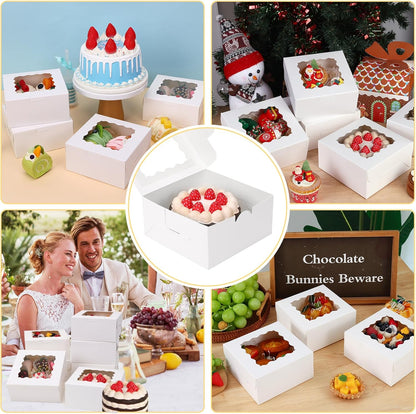 Moretoes 30pcs White Cookie Boxes with Window, 6x6x3 Inches, Bakery Boxes for Cookies, Pastry,Strawberries, Small Pie, Macarons