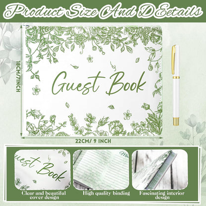 Panelee Wedding Guest Book with Pen Set Elegant Guest Sign in Books Bridal Shower Guestbook Beautiful Guest Book Wedding Reception Guestbook for Wedding (Flower, Blue)