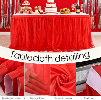 THARAHT Tulle Table Skirt 6FT 180CM Long for Rectangle Tables Round Tables Ruffle Desk Skirt for Princess Girls Birthday Party Cake Dessert Decorations Table Skirt