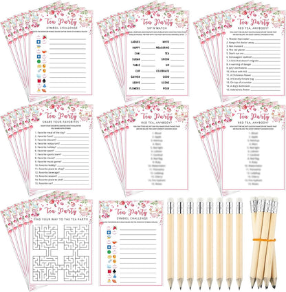 Fullhawl 202 Pcs Tea Party Games 40 Players Floral Tea Party Cards Garden Tea Party Games for School Party, Birthday, Bridal Shower, Garden Tea Party, Family Activities Party, Group Activity