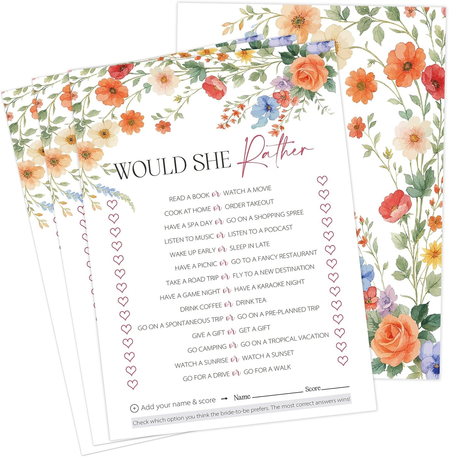 Wildflower Bridal Shower Games, Boho Flowers Bridal Shower Bingo Game with Blank Squares for 30 Guests with Game Cards, Bridal Shower Decor, Wedding Decorations Supplies (15)
