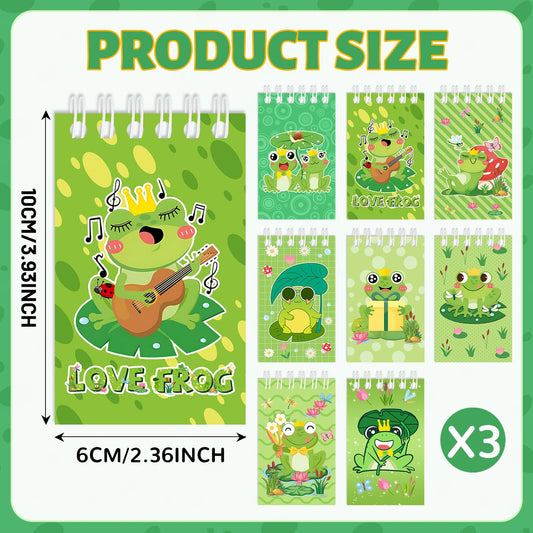 Lcnjscgo 24 Pcs Frog Mini Spiral Notebooks Frog Pocket Notepads Journal Memo Pads for Frog Birthday Party Favors Gifts Goodie Bag Office School Classroom Rewards
