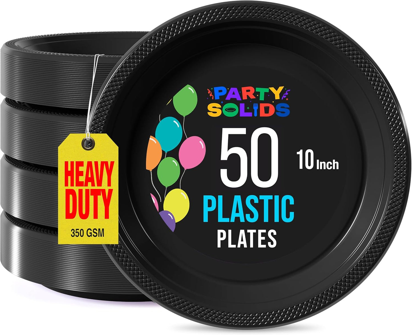 Exquisite Party Solids Red Plastic Plates For Party Supplies 10" Red Disposable Plates Heavy Duty 50 Pcs Plastic Dinnerware Sets Heavy Duty 350 GSM Disposable Dinnerware Set