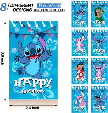Stitch Party Supplies, 24Pcs Mini Notepads for Stitch Birthday Party, Goodie Bag Stuffers, Classroom Rewards, 8 Types