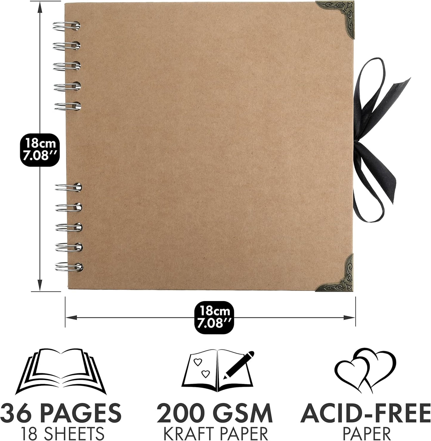 Bstorify Scrapbook Album 60 Pages (8 x 8 Inch) Brown Thick 200gsm Kraft Paper, Photo Album Scrapbook, Memory Book - Ideal for Your Scrapbooking Albums Art & Craft Projects