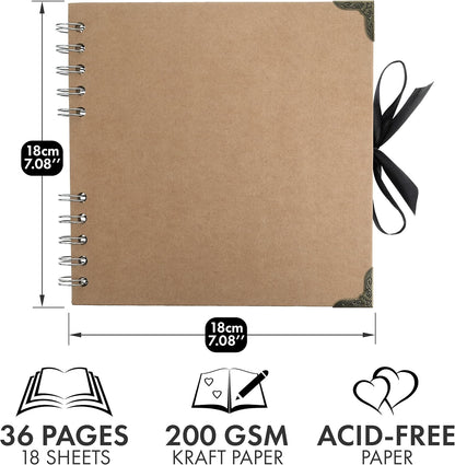 Bstorify Scrapbook Album 60 Pages (8 x 8 Inch) Brown Thick 200gsm Kraft Paper, Photo Album Scrapbook, Memory Book - Ideal for Your Scrapbooking Albums Art & Craft Projects