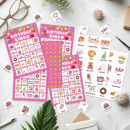 Pink Bow Baby Shower Bingo Games, 24 Player Pink Bingo Cards for Baby Shower, Gender Reveal Party Games Favors Supplies Decorations