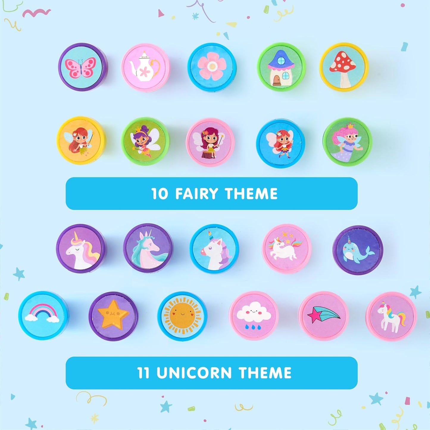 JOYIN 50 Pcs Assorted Stamps for Kids - Self-Ink Stamps with 50 Designs for Birthday Party Favor, Carnival Prizes, School Stampers, Goodie Bag, Classroom Treasure Box Toys (Zoo, Holiday Stampers)