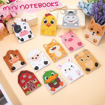 Maxdot 48 Pcs Farm Animals Mini Notebooks Bulk Party Favors Gift Small Cute Pocket Notepads with 20 Sheets, Gifts for Birthday, Back to School Party Classroom Prizes Gift
