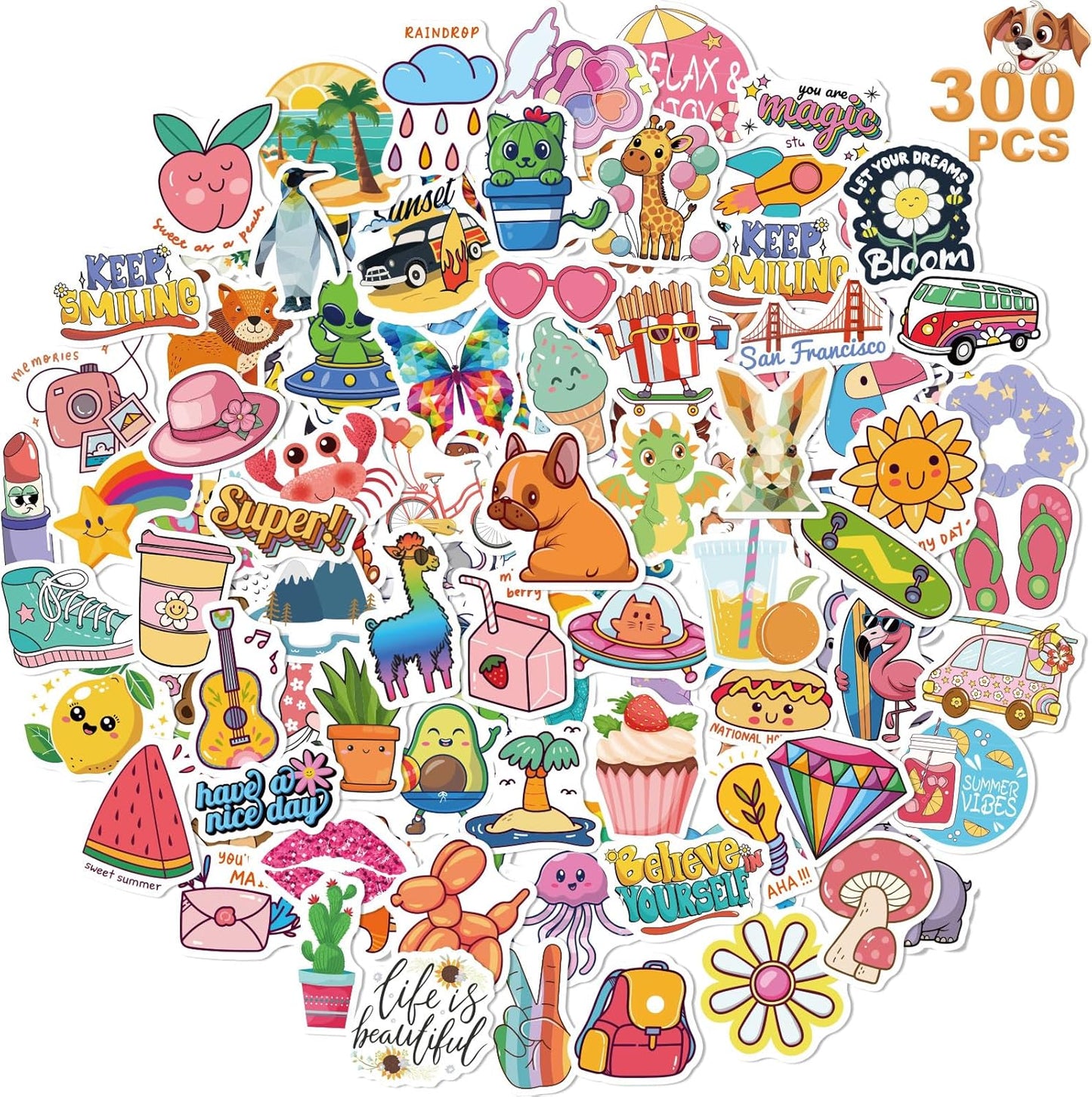 Wninbu 200 PCS Cute Stickers for Kids,Water Bottle Sticker Pack for Teens Girls Boys,Waterproof Vinyl Animal Stickers for Water Bottles,Skateboard,Laptop Students Classroom Decor Prizes (Cute 200 pcs)