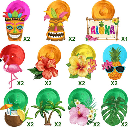 Outus 30 Pieces Hawaiian Luau Birthday Party Hanging Swirl Decorations, Flower Tropical Palm Flamingo Sign Foil Ceiling Decor for Floral Tropical Party Summer Beach Pool Tiki Supplies(Summer)