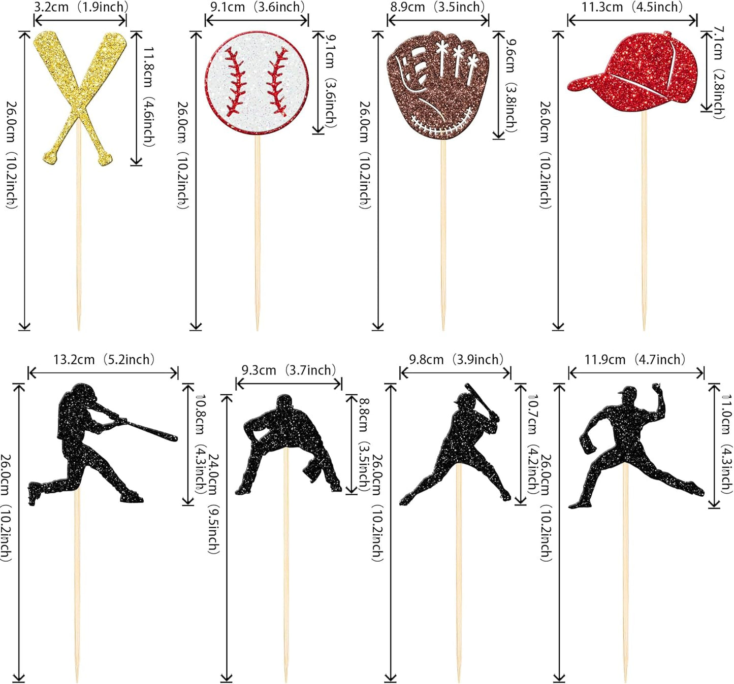 16 PCS Baseball Centerpiece Sticks Double Sided Baseball Players Sports Theme Table Flower Centerpieces Sticks for Baseball Theme Baby Shower Kids Birthday Party Centerpiece Decorations Supplies